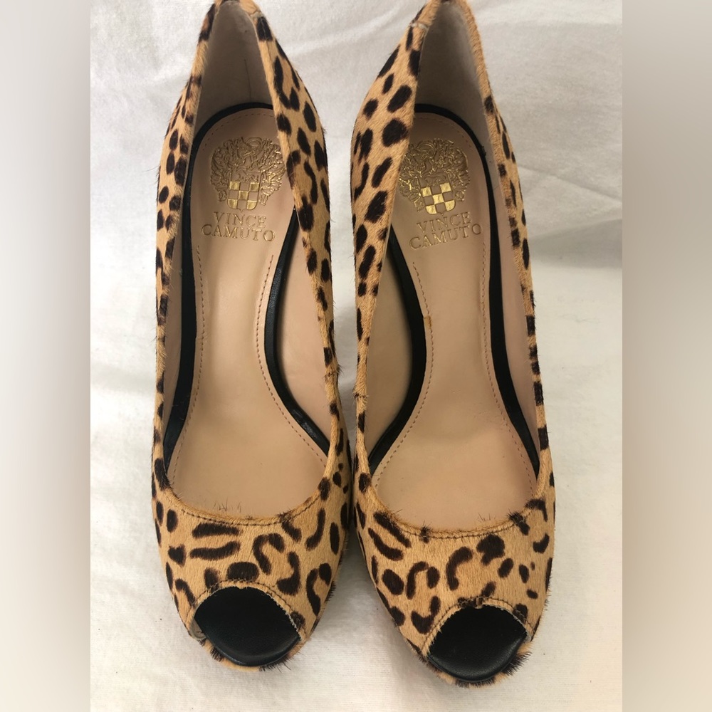 Vince Camino Leopard calf hair pumps